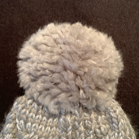 Lauren Conrad Beanie Cable Knit with Pompon - Gray with Silver Metallic - Picture 4 of 7